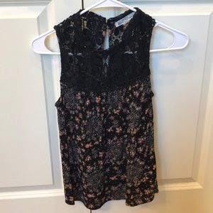 Wallflower Tops - Black Lace Floral Tank Wallflower Tops - Black Lace Floral Tank